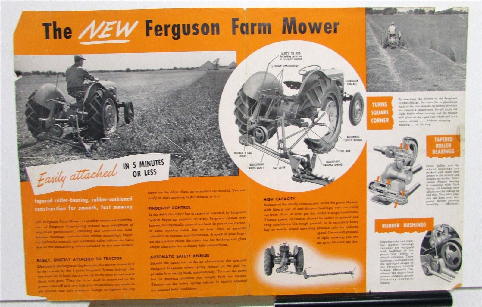 1947 Ferguson AEO A 20 Farm Mower Specifications Agriculture Sales Brochure