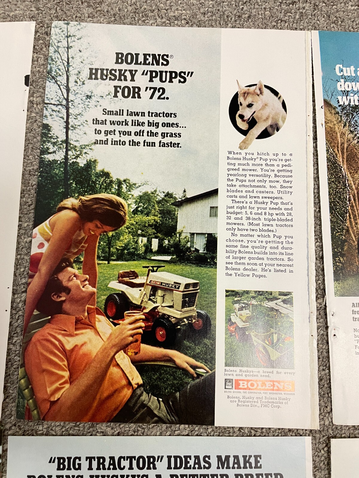 Bolens Print Ads Lot of 8 – 1960s 70s – 10 x 7 – Riding Lawn Mowers – Palmer