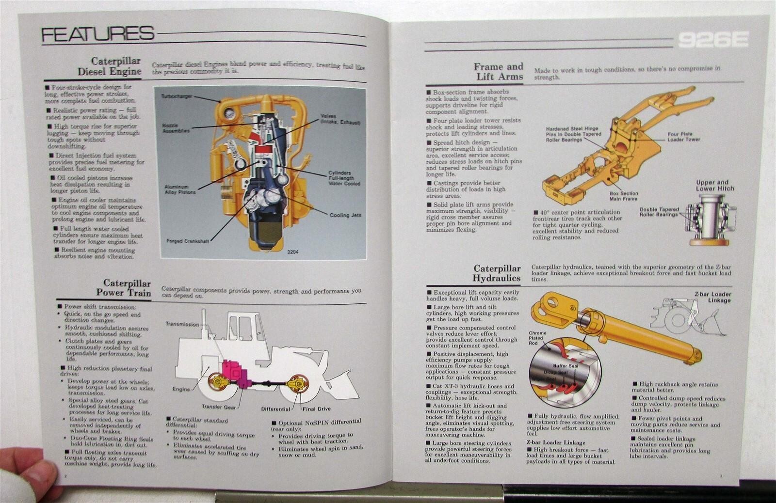 1988 Cat 926E Wheel Loader Diagrams Specifications Construction Sales Brochure