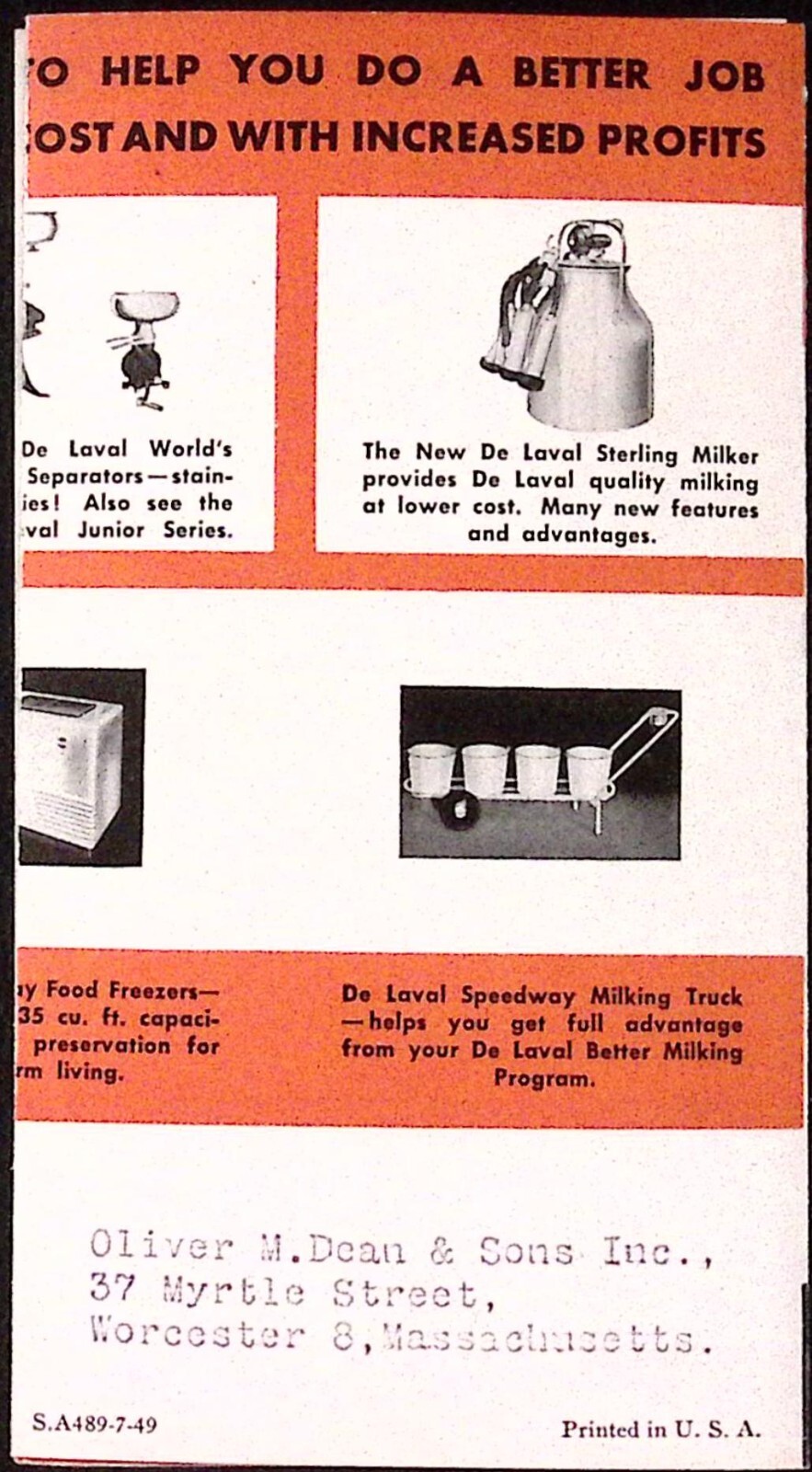 1950s DeLaval Speedway Vacuum Mil Can Hoist DeLaval Separator Co Brochure