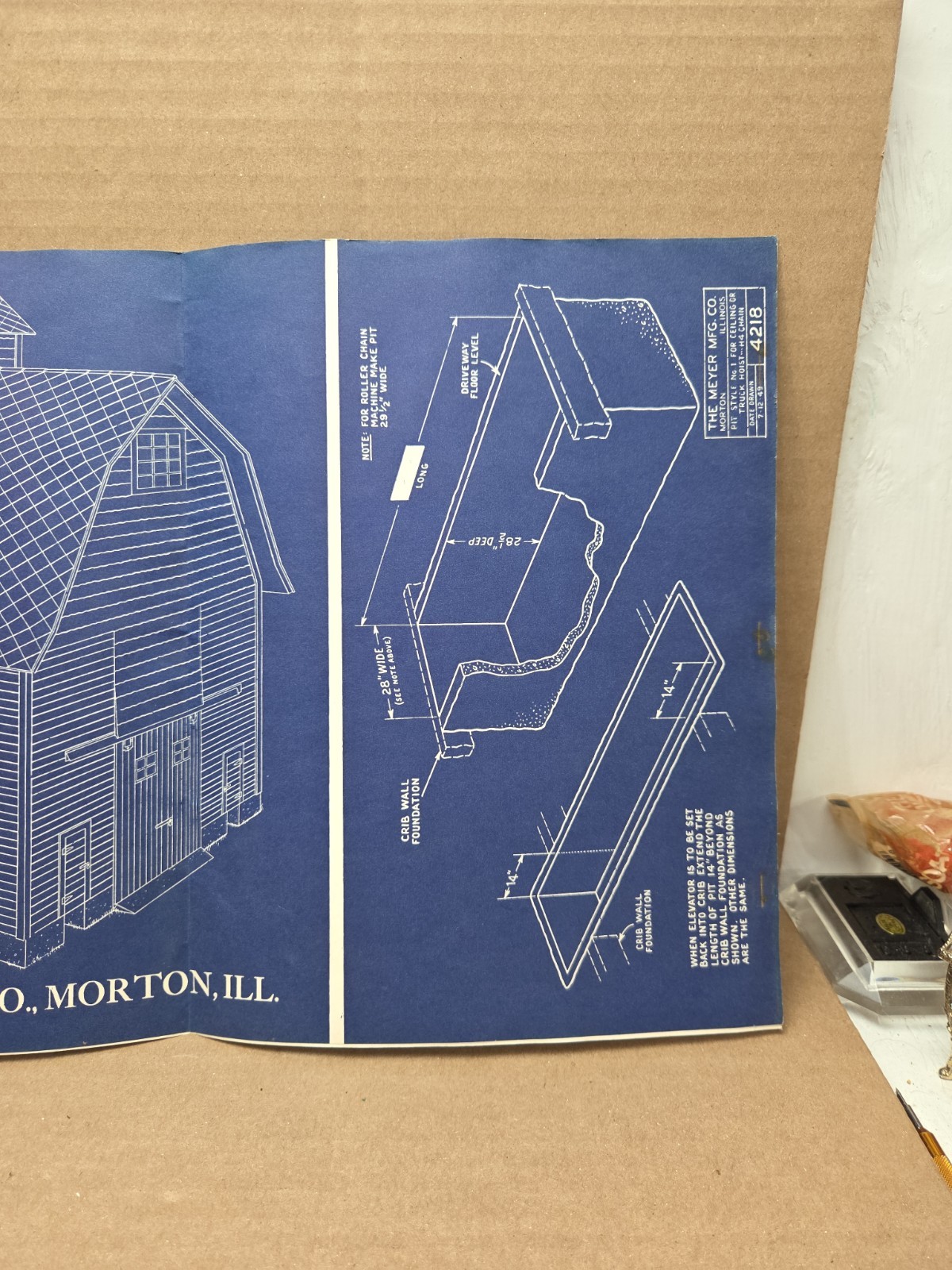 Vintage The Meyer MFG Co Morton IL Crib & Granary Plans Advertising Farm Barn