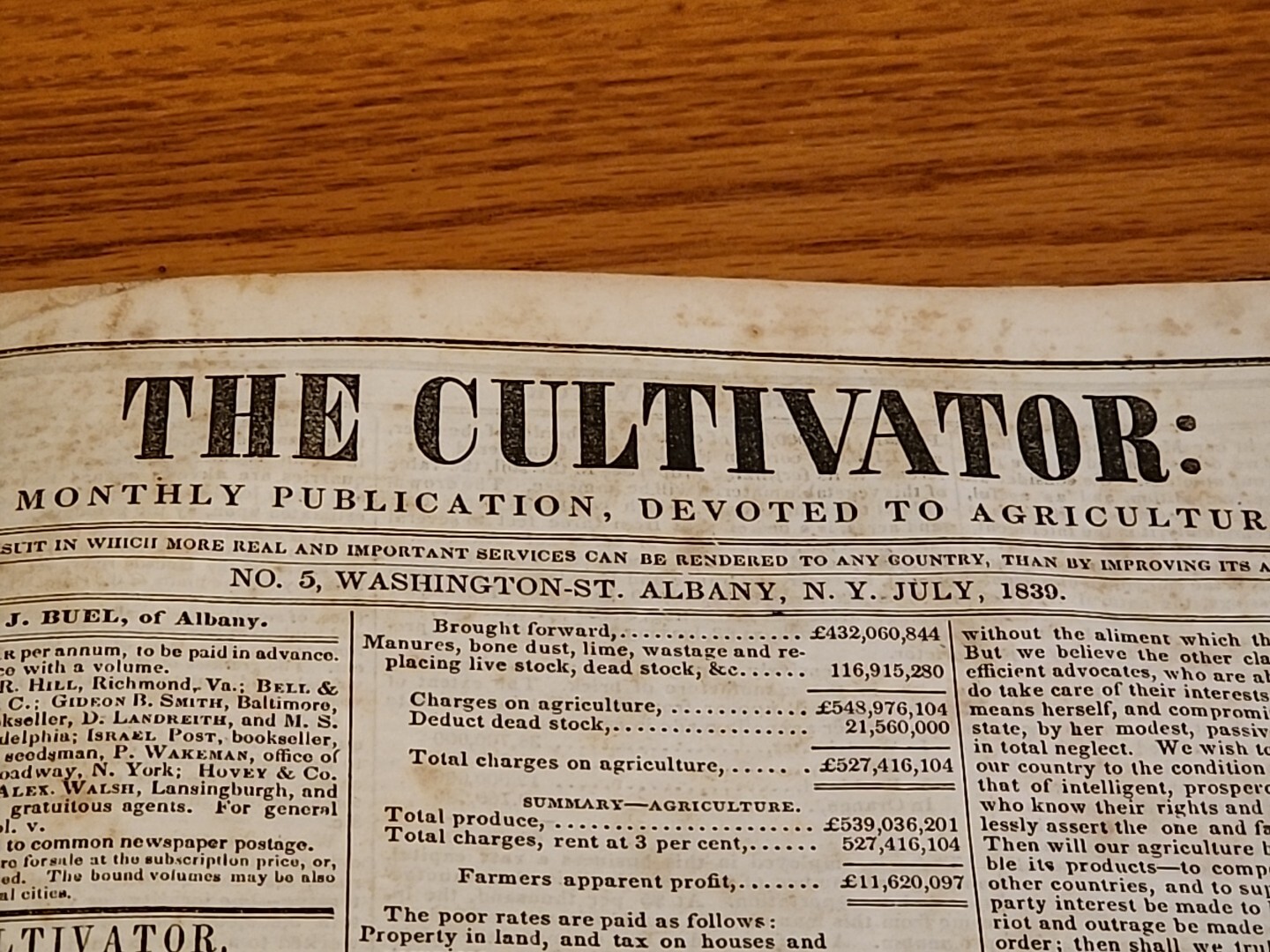 The Cultivator Monthly Journal Hardbound Book 1838