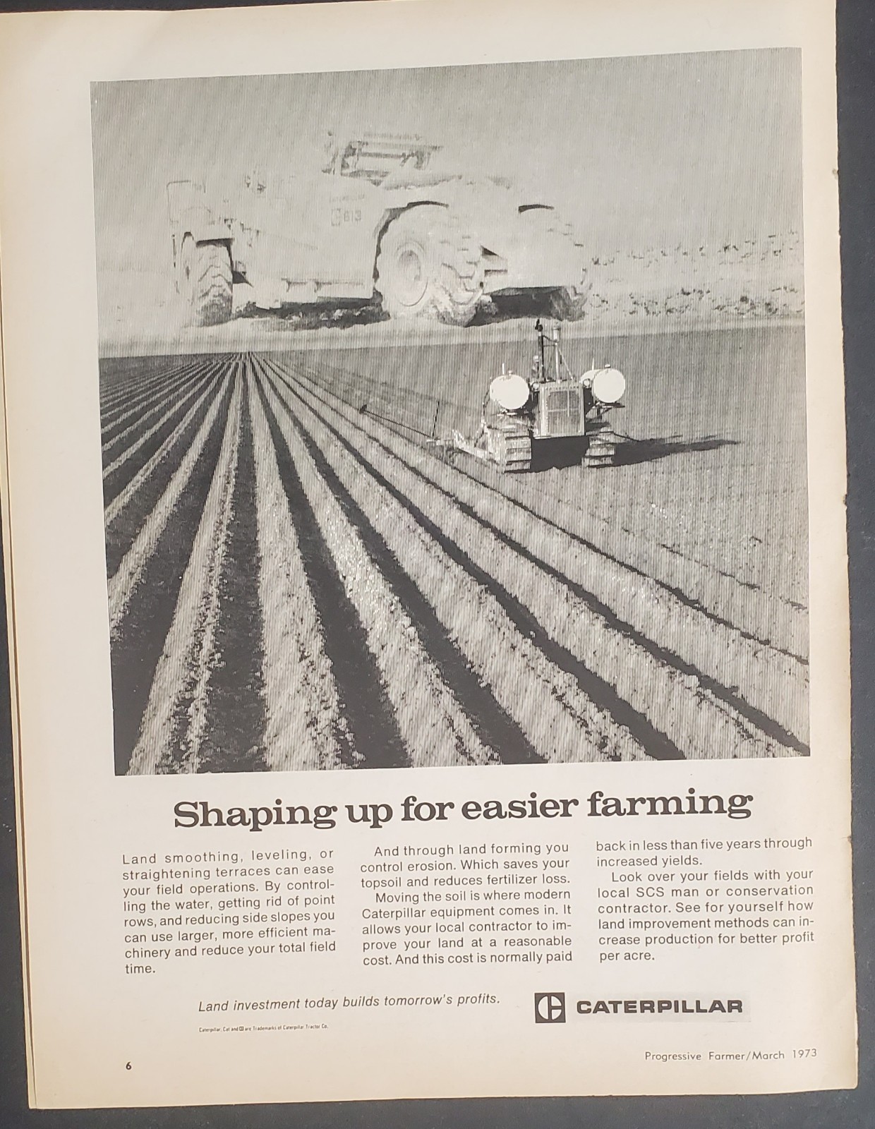Caterpillar 1973 Magazine Print Advertisement Shaping up for easier farming