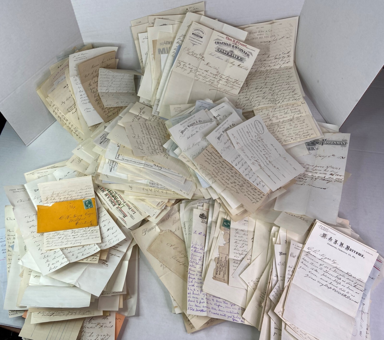 RARE HUGE Letter & Doc Archive 750+ Noyes Lumber 1880s Westport Pennsylvania PA