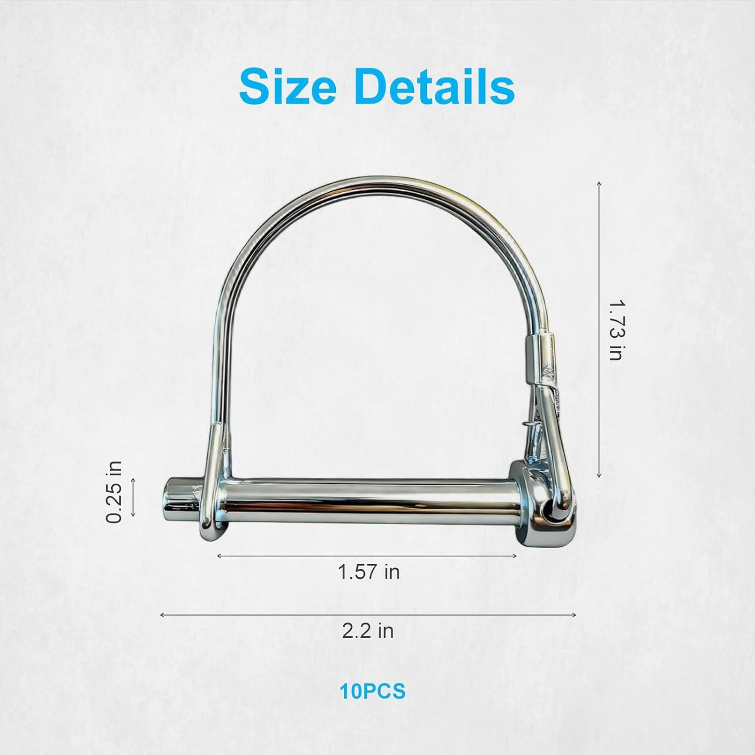 10 Pack, NRJSSCC Trailer Coupler Pin and Locking Pin, 2-1/8&Prime;x1/4&Prime; Trailer Hitch
