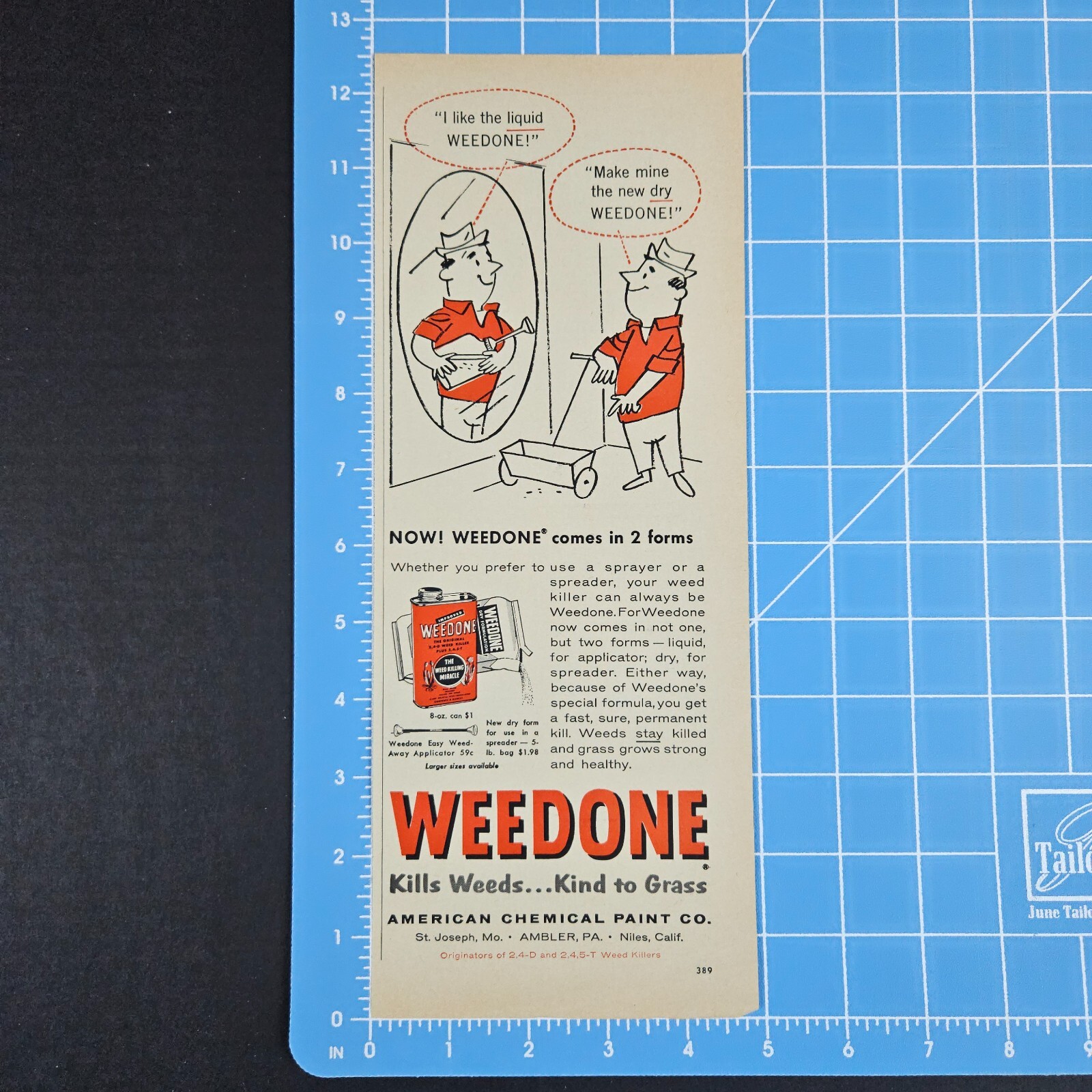 1957 American Chemical Paint Company Weedone Vintage Print Ad D&T Weed Killers