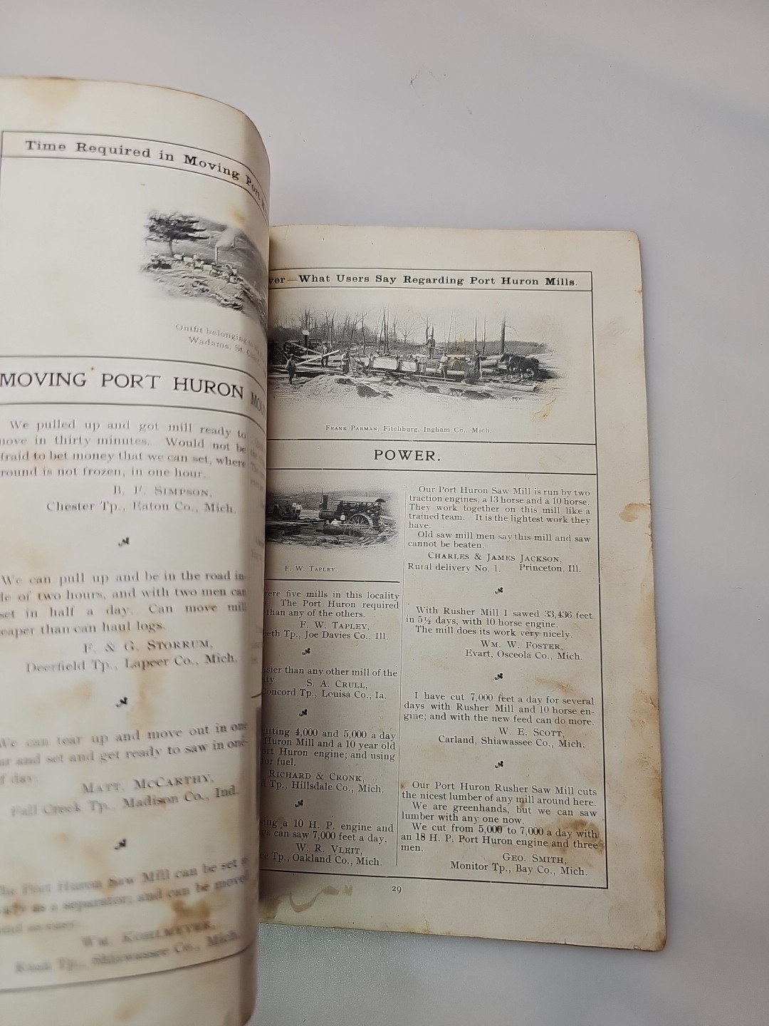 Port Huron Sawing Machinery Saws Supplies 1901-02 RARE Michigan