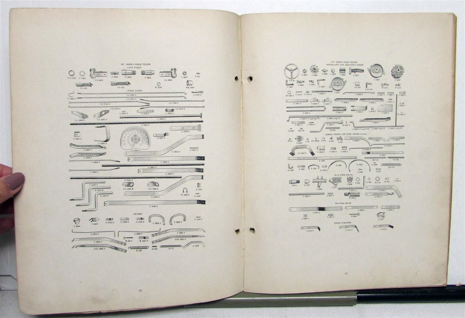 1938 Case F&M Series Field Tillers Specs Construction Repair Part List Catalog