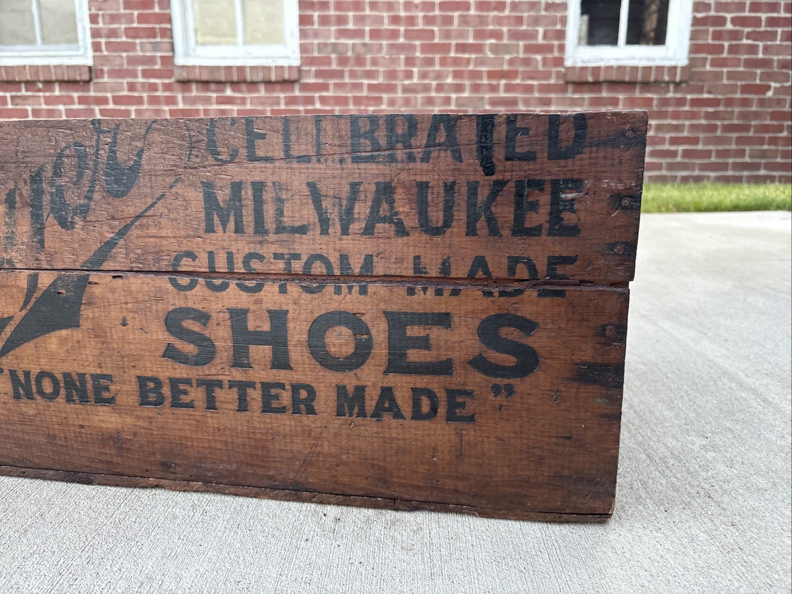 Antique Wooden Crate F. Mayer Boot & Shoe Co Milwaukee Wisconsin Wood Box