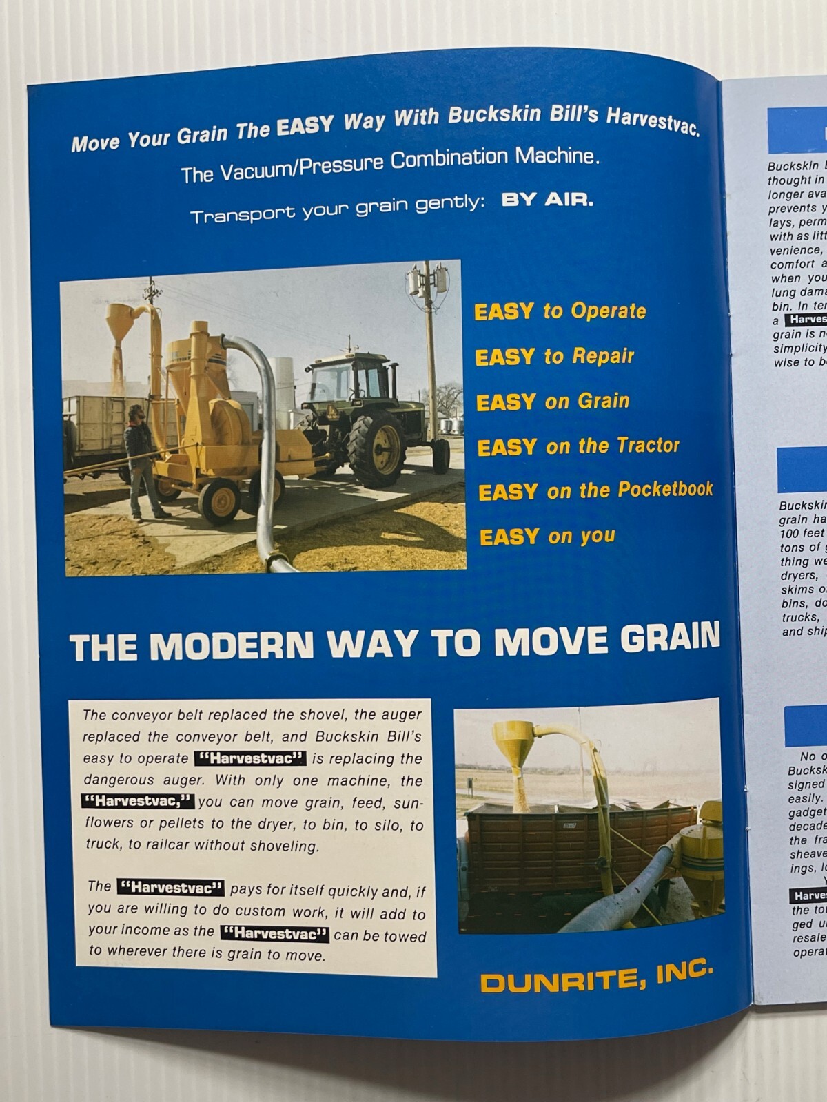 Buckskin Bill&rsquo;s Harvestvac by Dunrite – Sales Brochure *Original Dated 1980s*