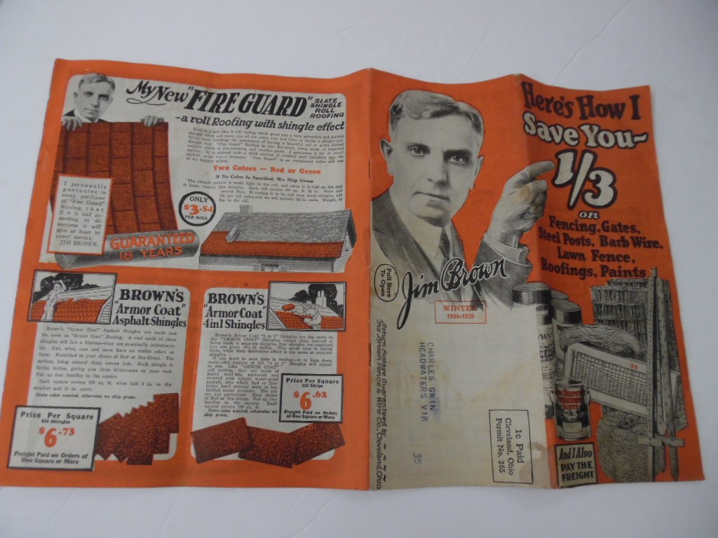 1924 Jim Brown Fence & Wire Co. Catalog Fencing Posts Barb Wire Paint Vintage