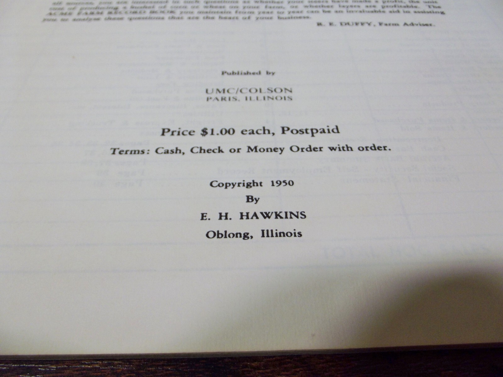 Vintage 1950 Farm Record Book – Unused Ledger, Bank Advertising Huntingburg, IN