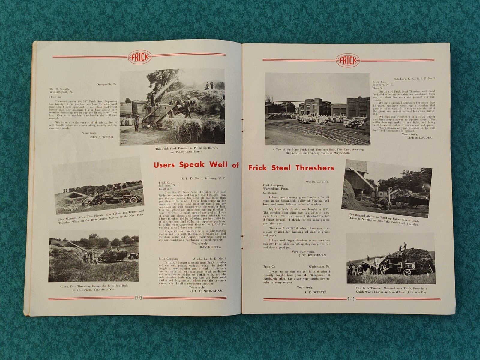 Frick Steel Threshers Catalog # 76-B Original