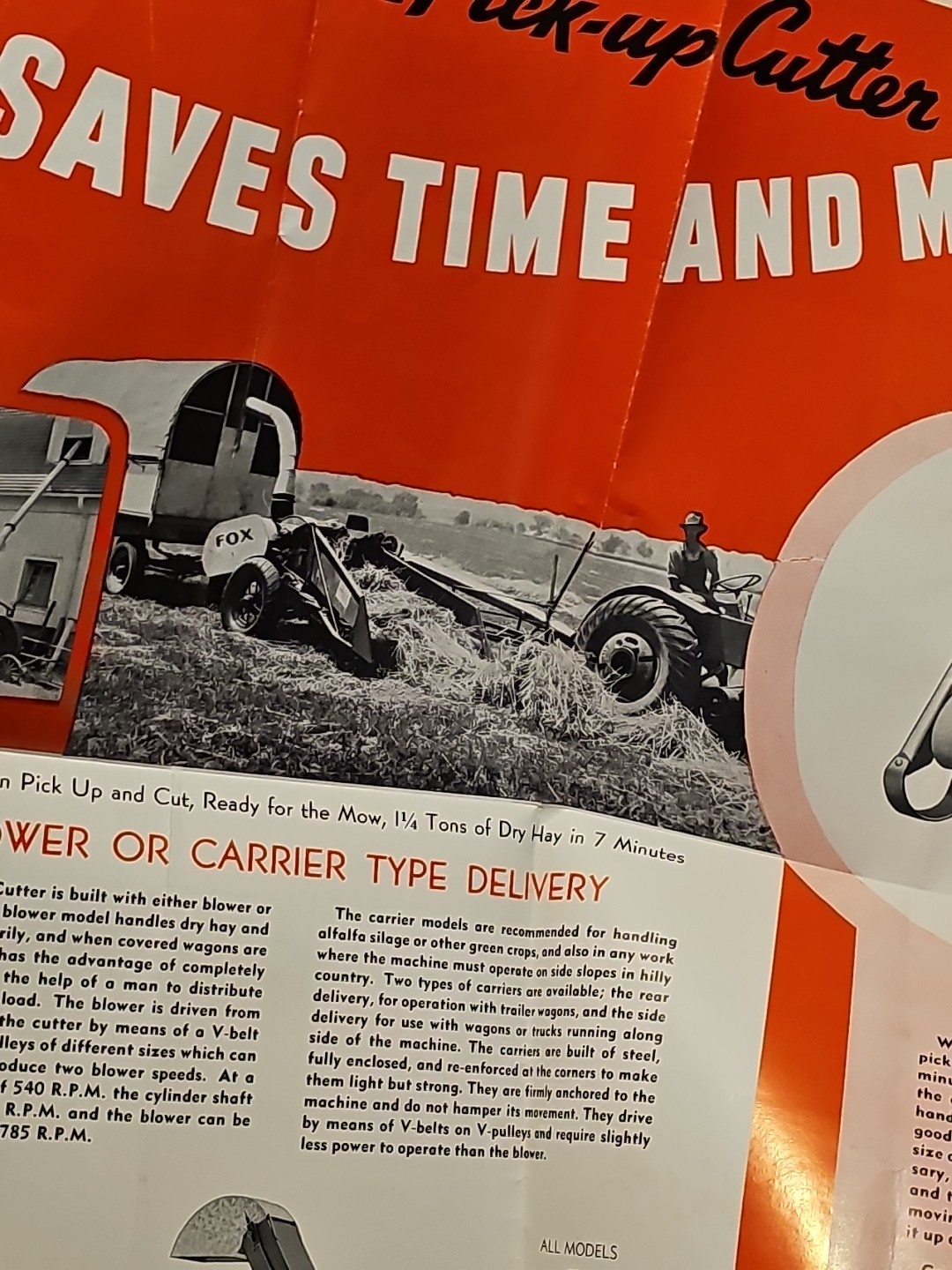 Rare Fox River Tractor Co. Pick-Up Cutters Farming Brochure Foldout Appleton WI
