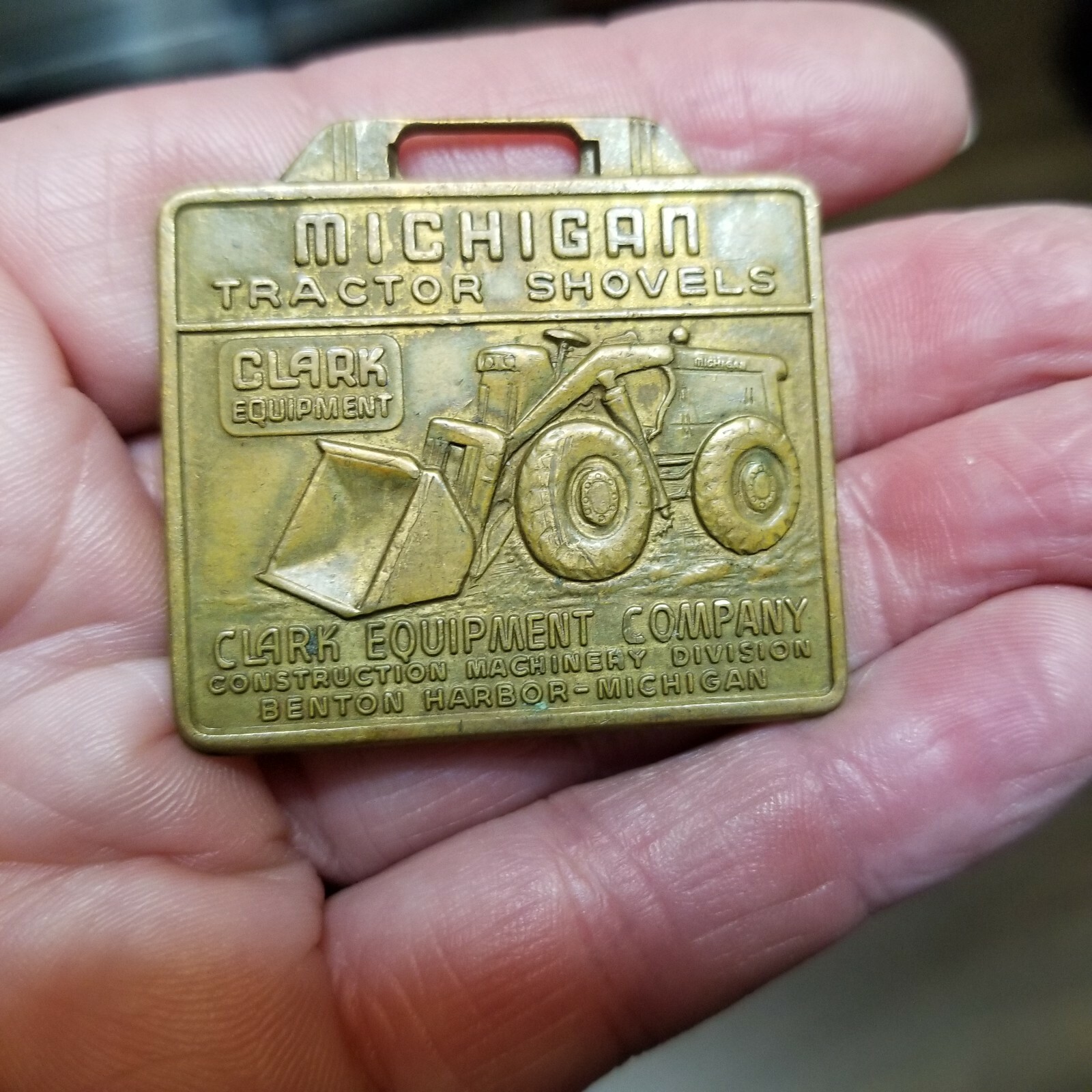MICHIGAN Tractor Shovels Clark Equipment Watch Fob Geo. Anderson Harvey, IL