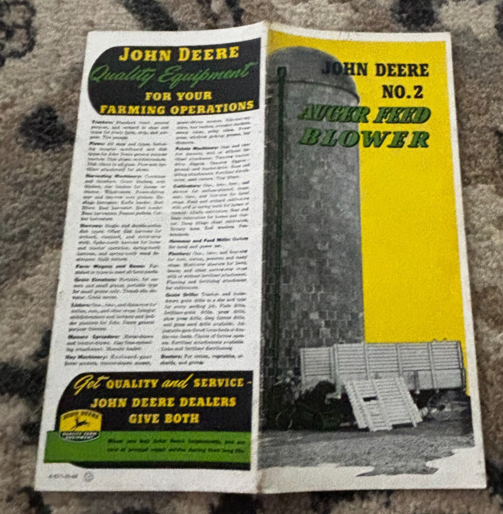 John Deere No.2 Auger Feed Blower For 1946 Brochure DCPA26
