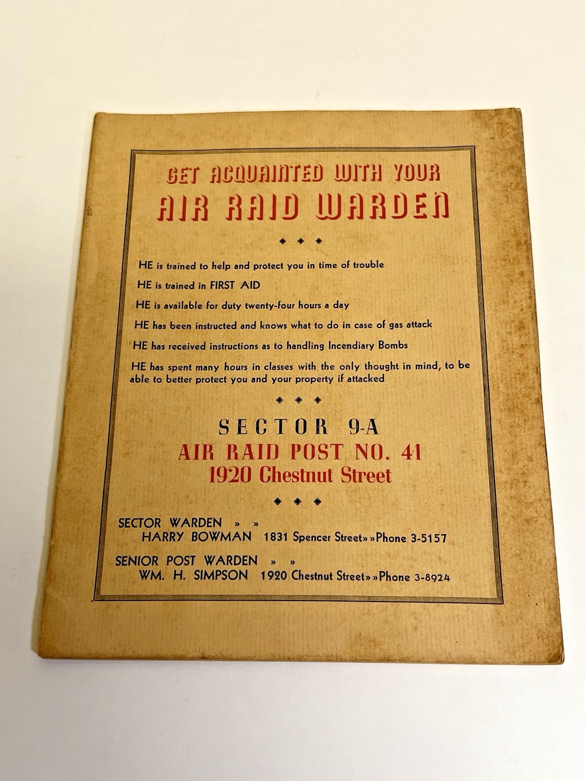 Agricultural Almanac Vol #118 1943 Lancaster, PA w/Air Raid Warden Cover