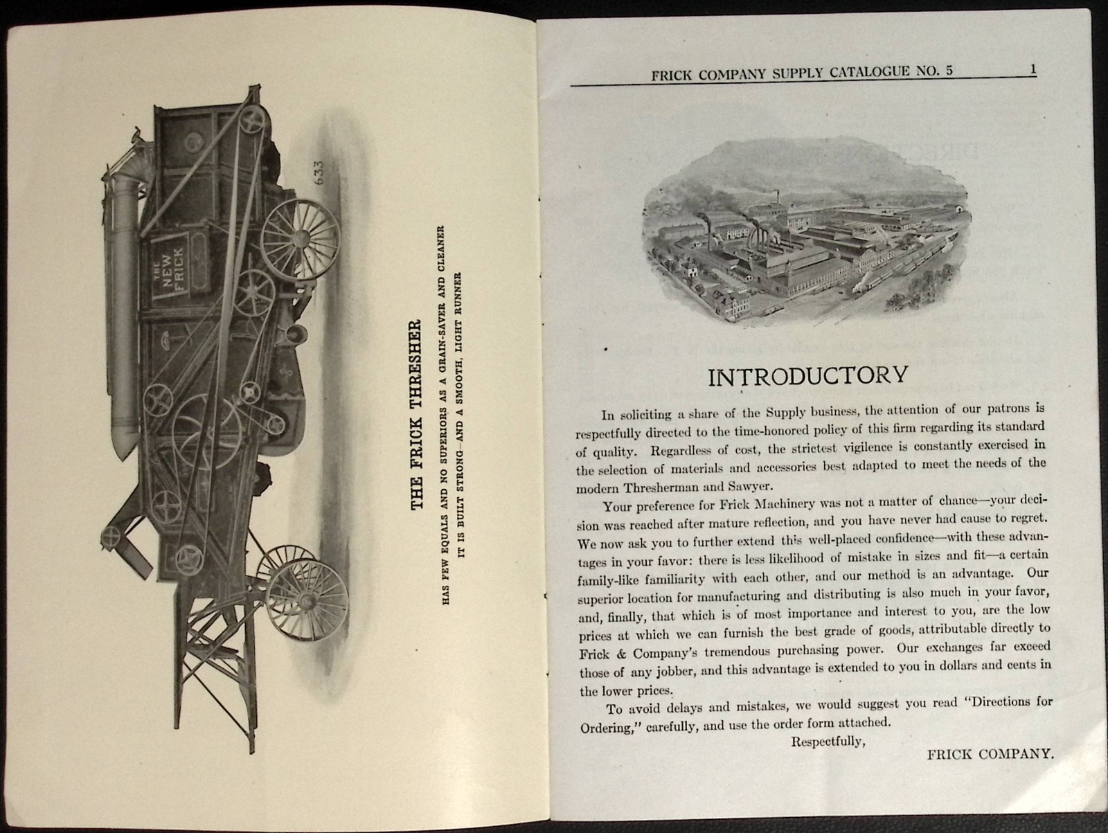 1913 Frick Co Supply Catalog No 5 Waynesboro PA Engines Threshers Saw Mills