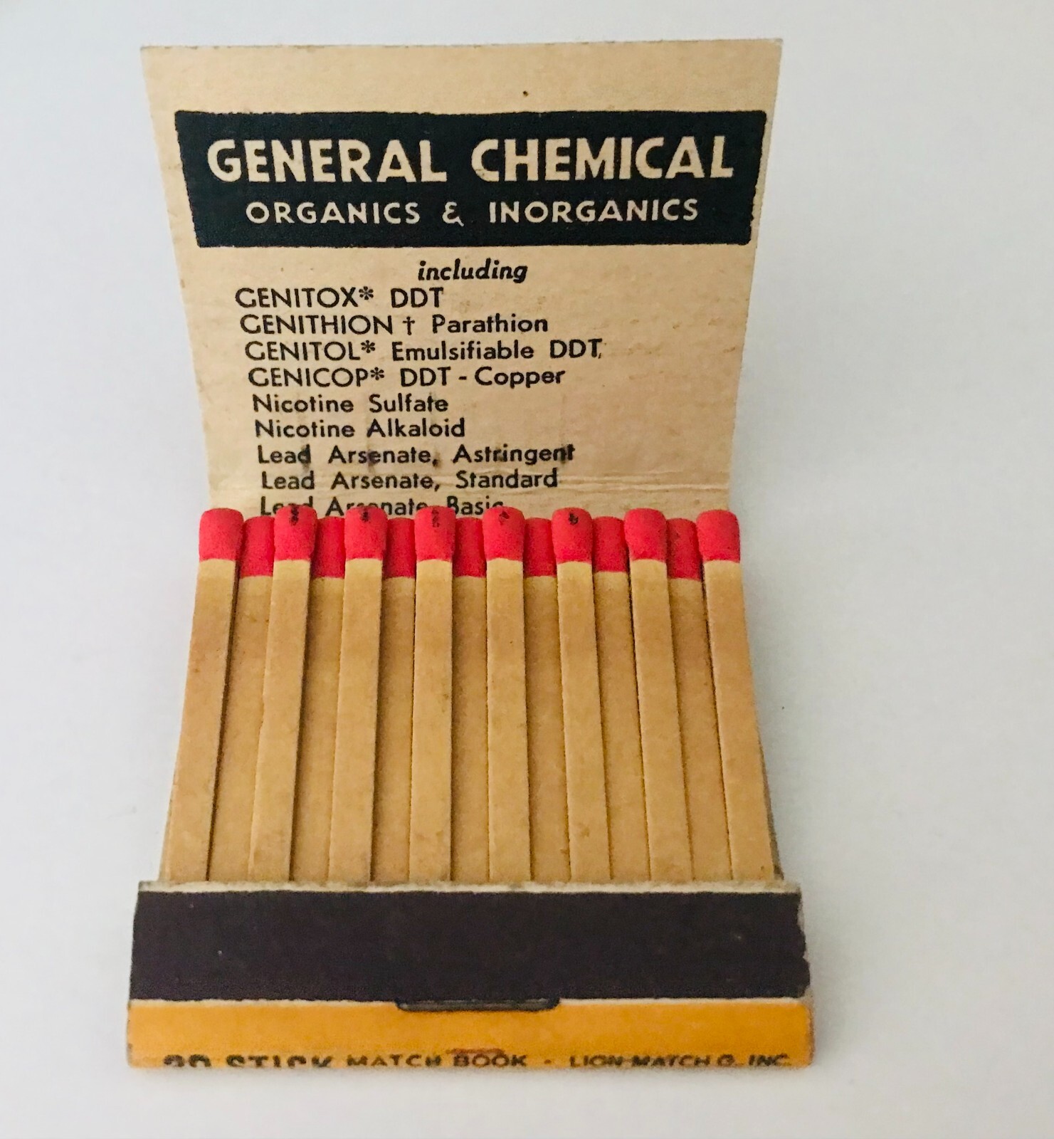 Vintage General Chemical Division Orchard Brand Sprays Matchbook Agriculture USA