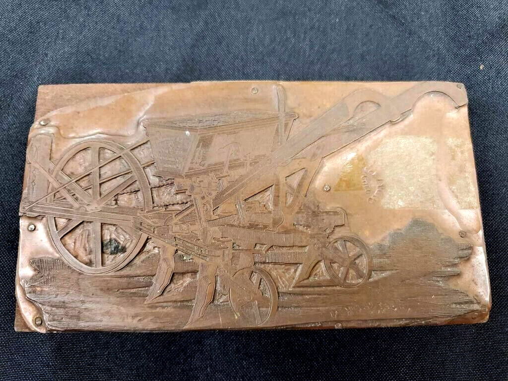 1889 McKay & Co. « Little Hocking Valley » Plow Works copper Print Plate / Block