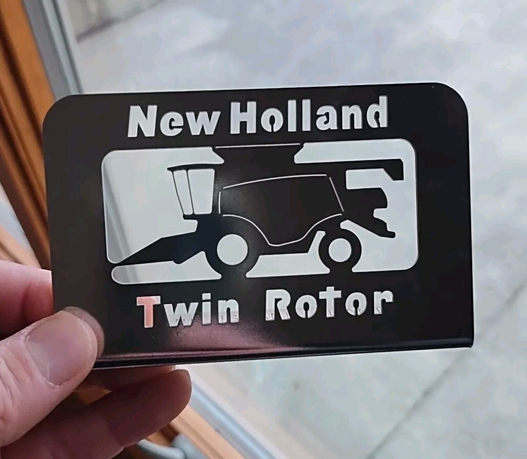 Vtg New Holland Twin Rotor Combine GRAND ISLAND PLANT Metal Emblem Sign Plate