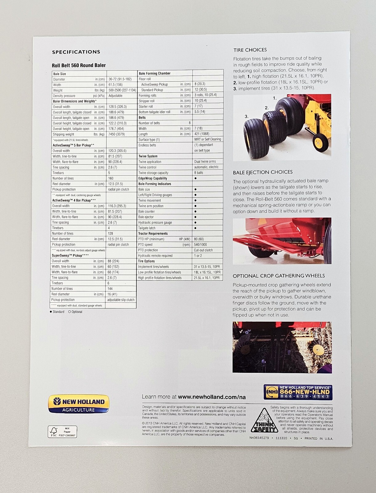 New Holland Roll-Belt™ 560 Round Baler Sales Brochure Catalog 2013