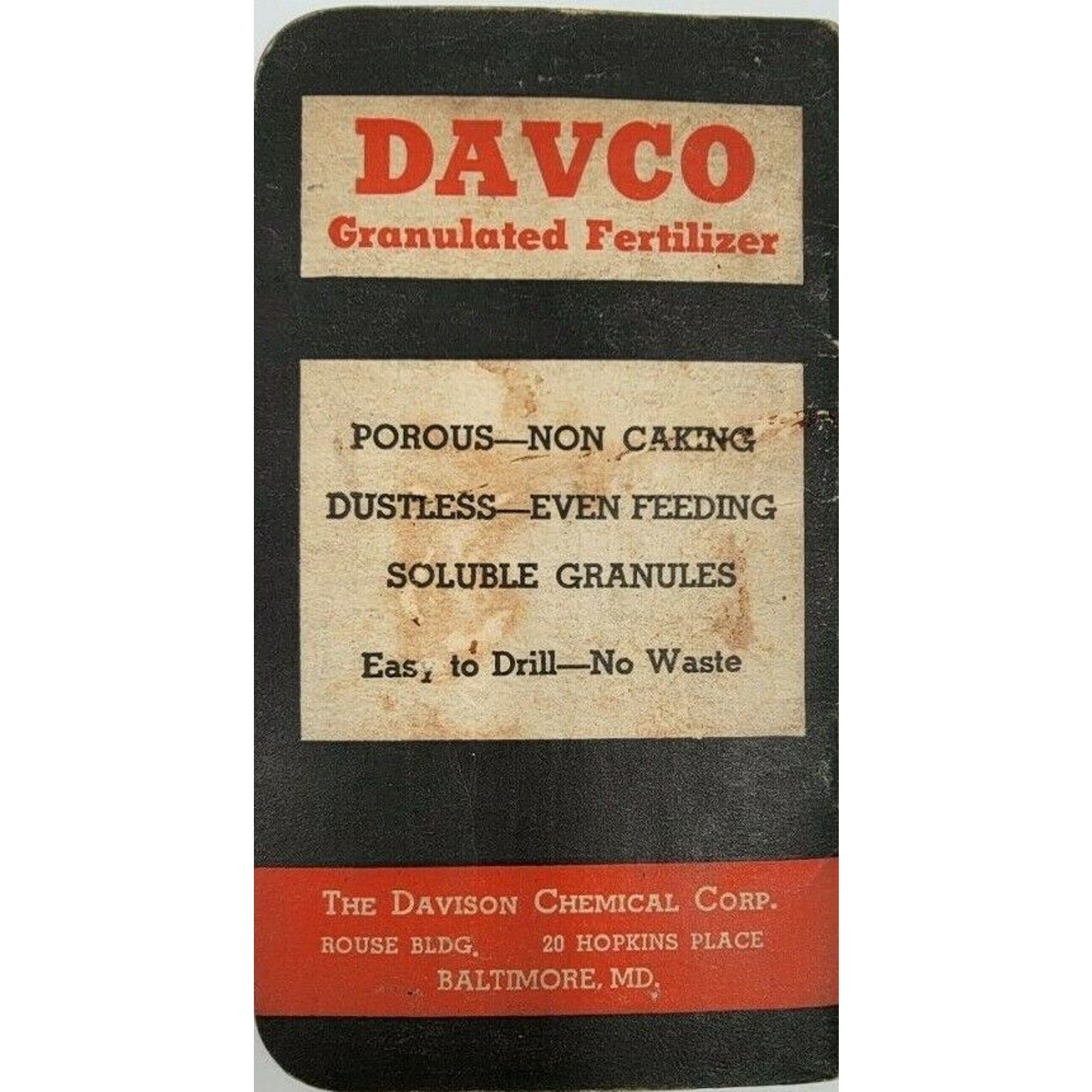 1937 Davco Fertilizer Advertising Notebook Memo Pad Baltimore, Md. Free Shipping
