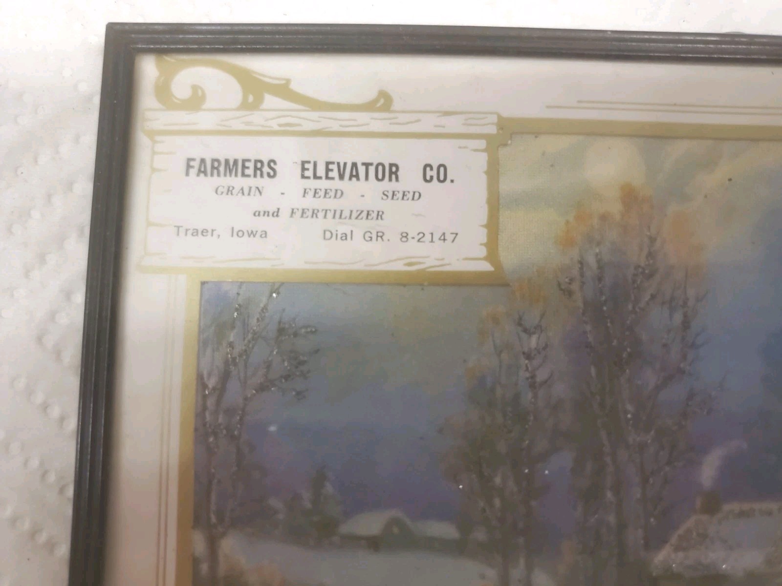 7&Prime; X 5&Prime; Framed Thermometer Farmers Elevator Traer Iowa 1960 Calendar Grain Feed