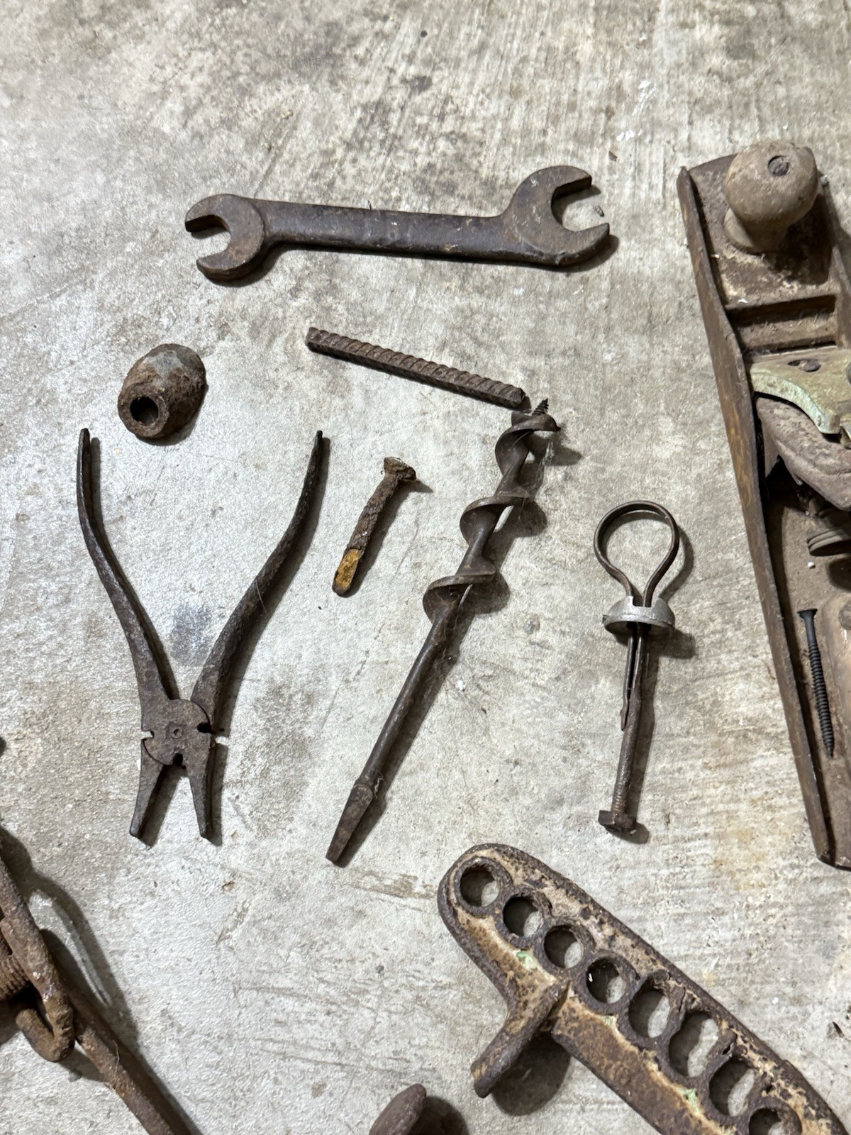 Old Rusty Farm Implements And Tools. Decorative Vintage