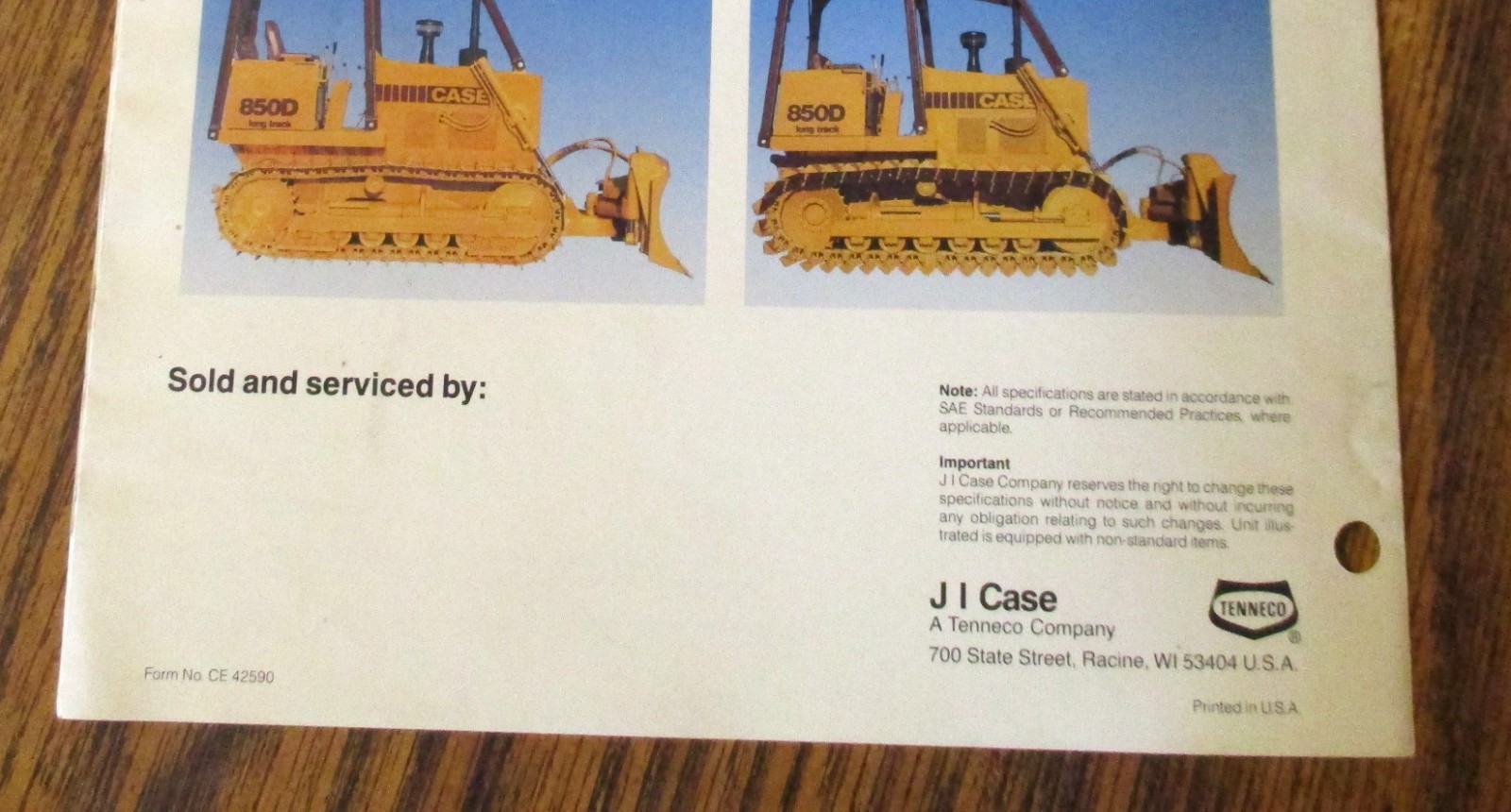 Case 850D Long Track Dozer Crawler Sales Brochure Literature Ad CE42590