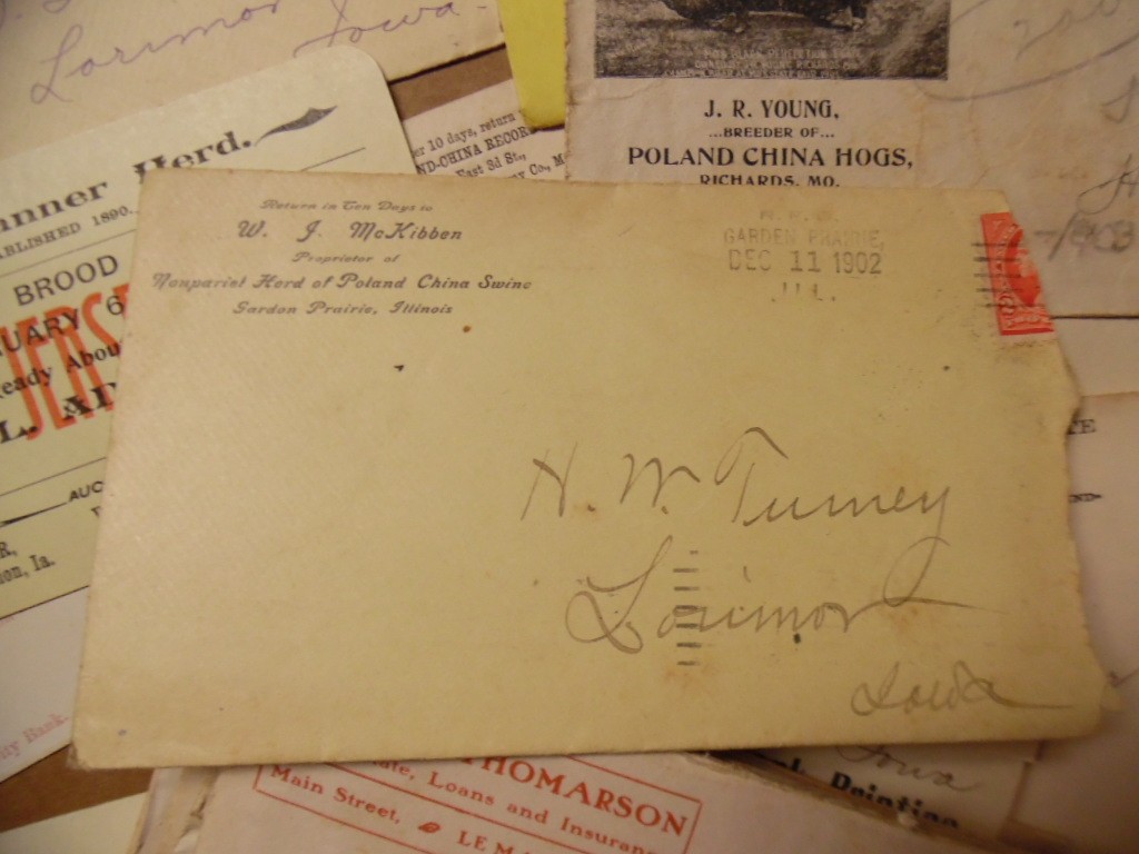1902-1903 H W Turney Poland China Hog Breeder Archive Letters More Lorimor Iowa