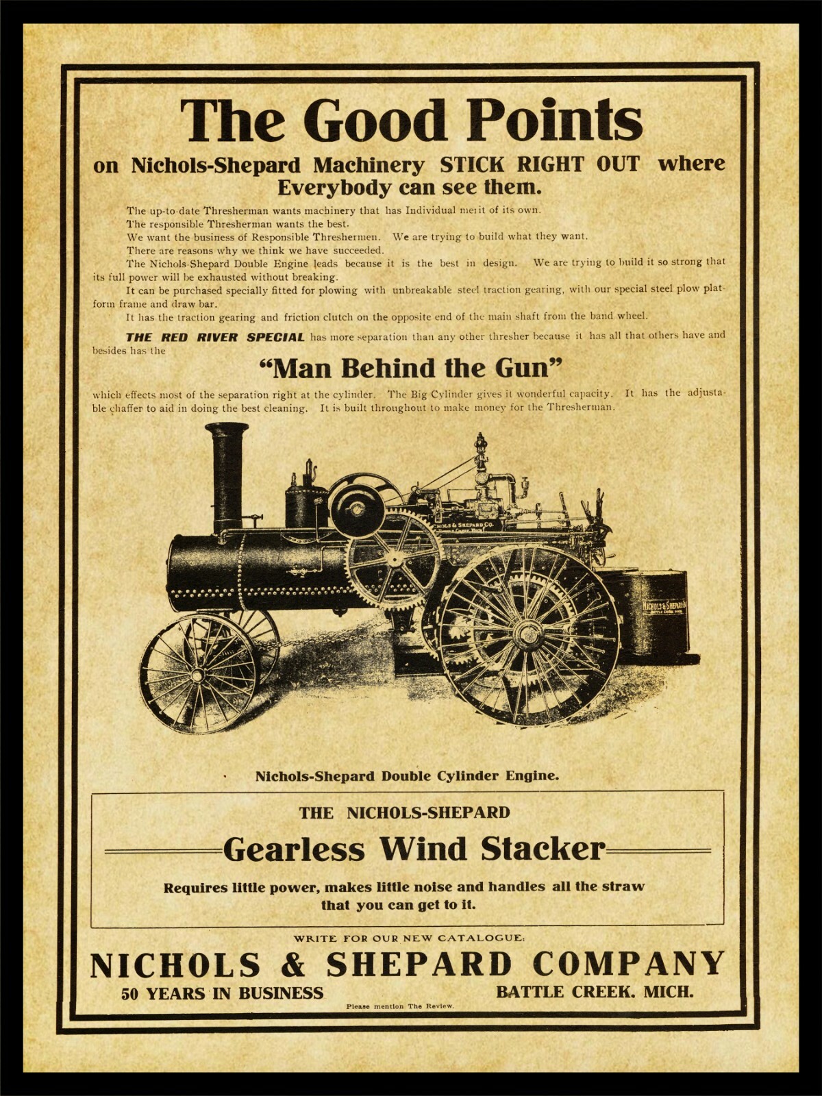 1906 Nichols & Shepard Traction Engine NEW Metal Sign: Battle Creek, Michigan