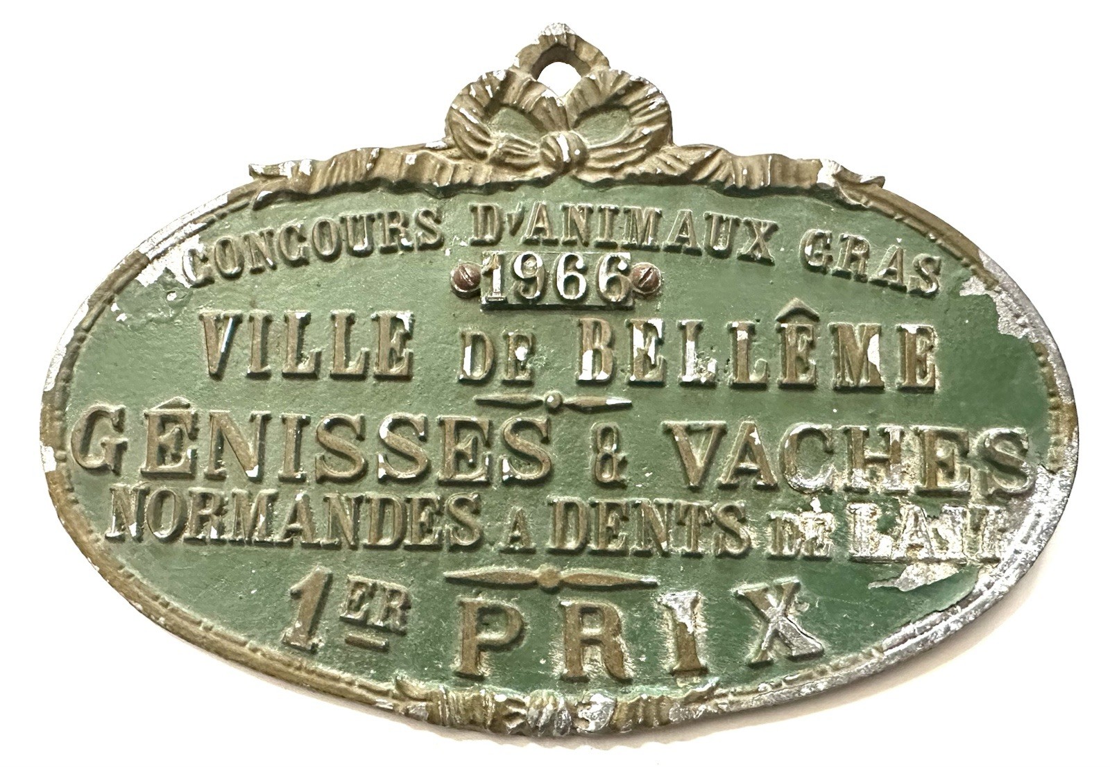 1966 Concours D’Animaux Gras Ville de Belleme Genisses & Vaches 1er Prix Plaque