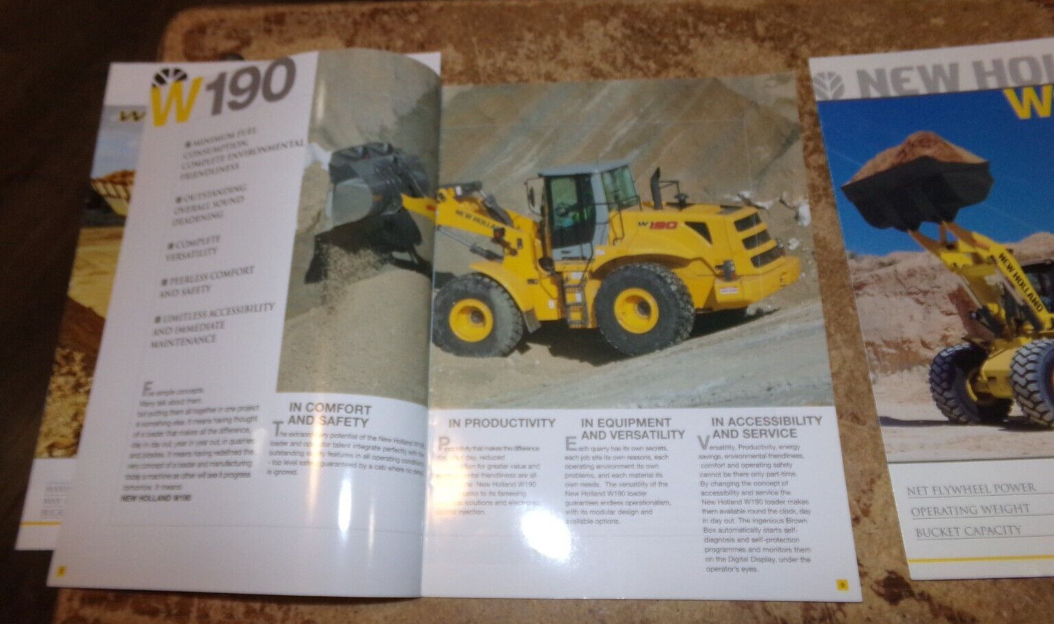 3-lot 2000&rsquo;s new holland wheel loader brochures in nice shape used