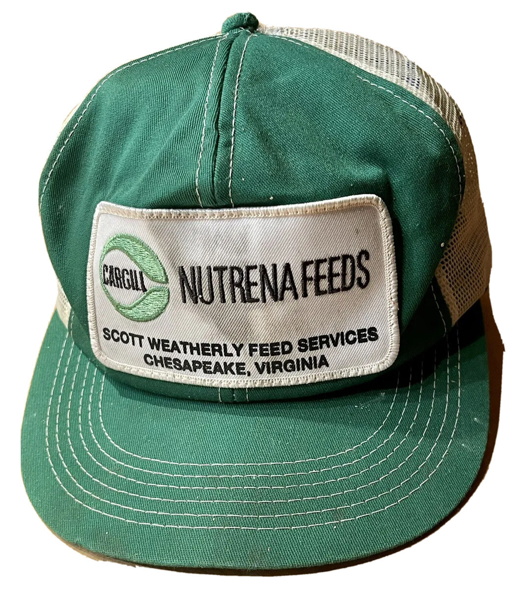 1970s 1980s CHESAPEAKE, VA, SCOTT WEATHERLY NUTRENA FEEDS TRUCKER BASEBALL CAP