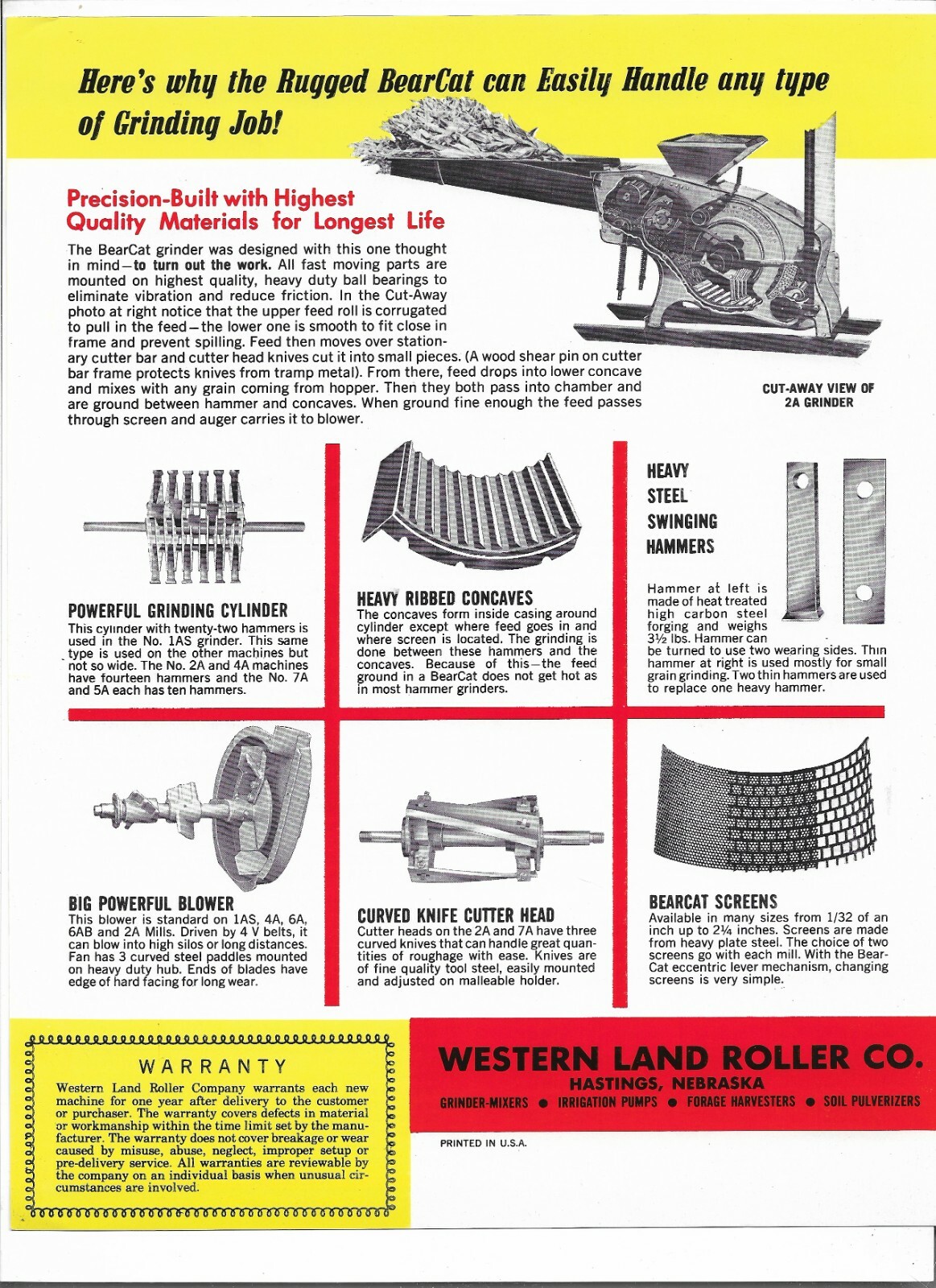 Original Bear Cat Models 2A 5A 7A Hammer Mills Sales Brochure Form # FG8-66 ?