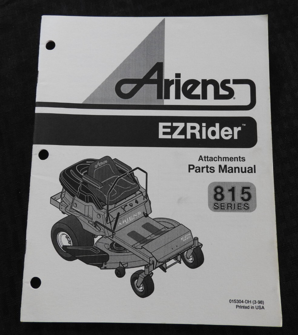 ARIENS EZRIDER 815 SERIES ZERO-TURN MOWER PARTS CATALOG MANUAL BLADE BAGGER SNOW