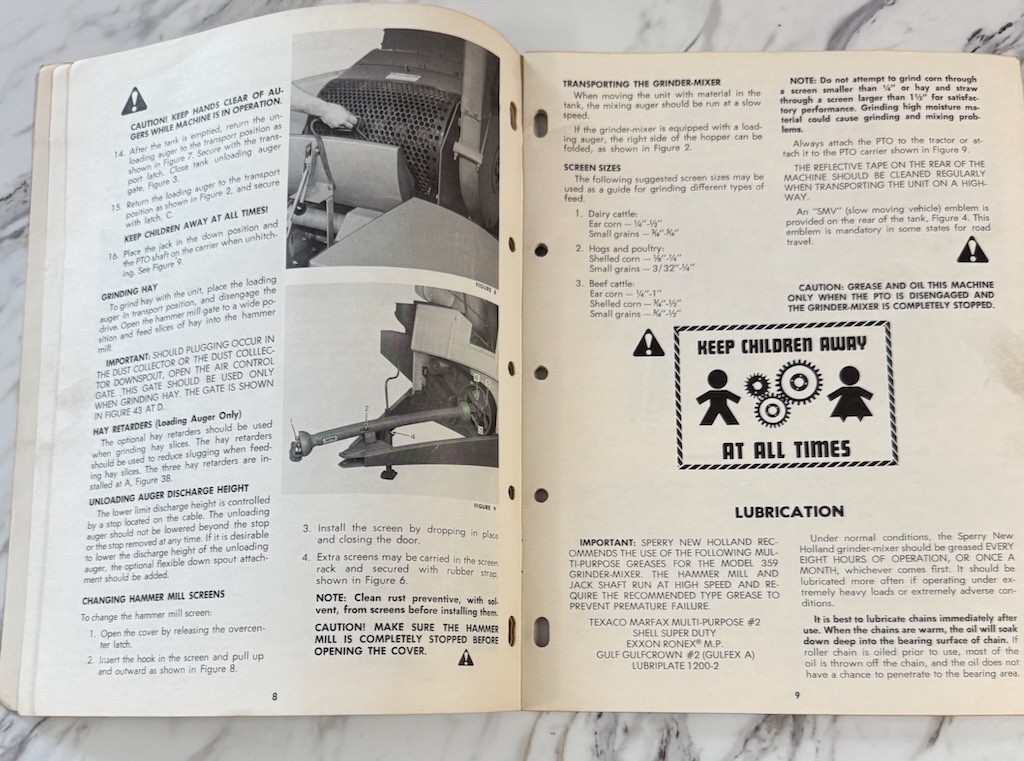 New Holland Owner&rsquo;s Operator&rsquo;s Manual 359 Grinder Mixer