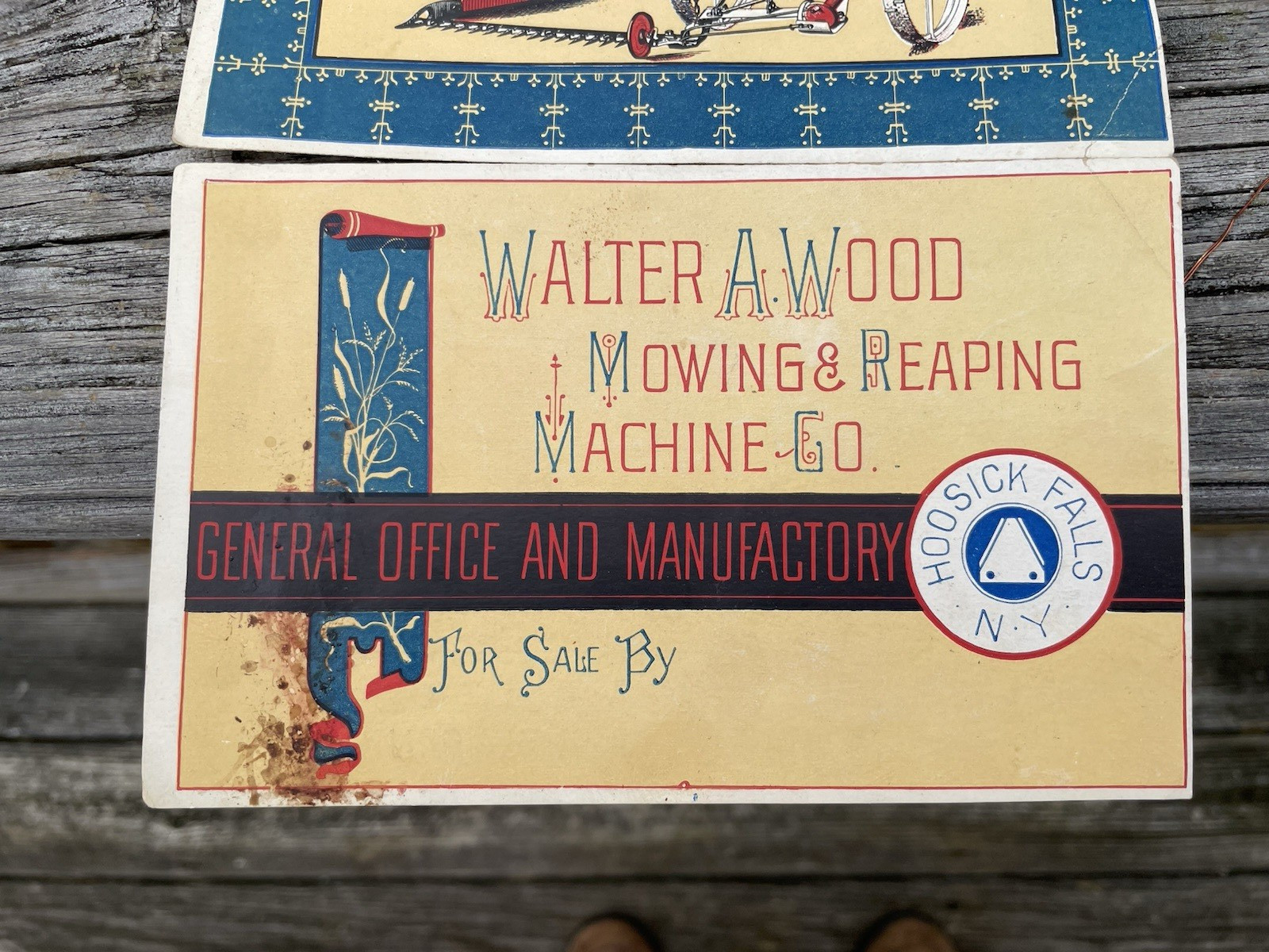 Antique Advertising Card Walter A Wood Enclosed Gear Mower Hoosick Falls NY
