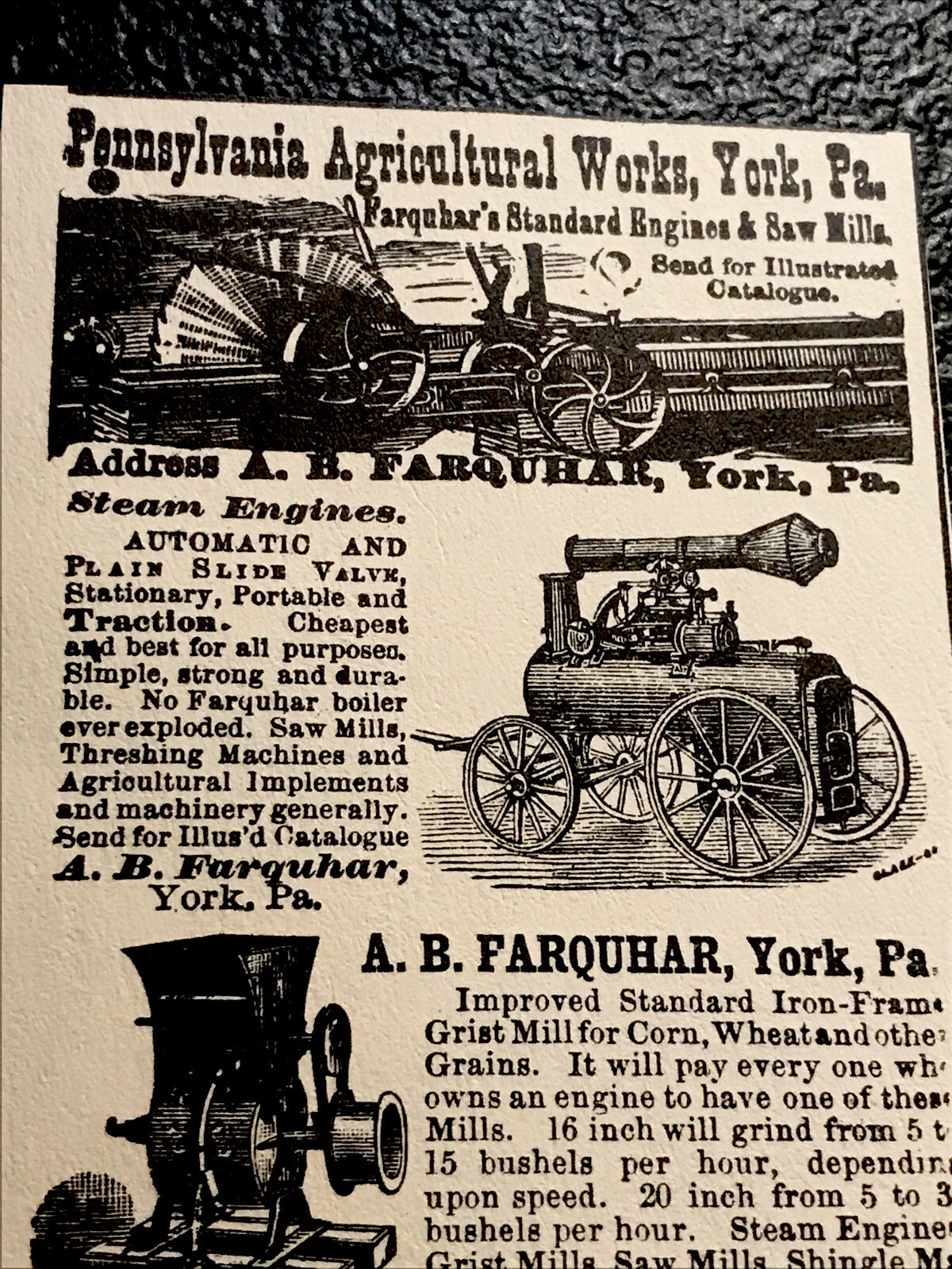 1889 Farquhar Plow Implement Farm Advertising – York – Pennsylvania