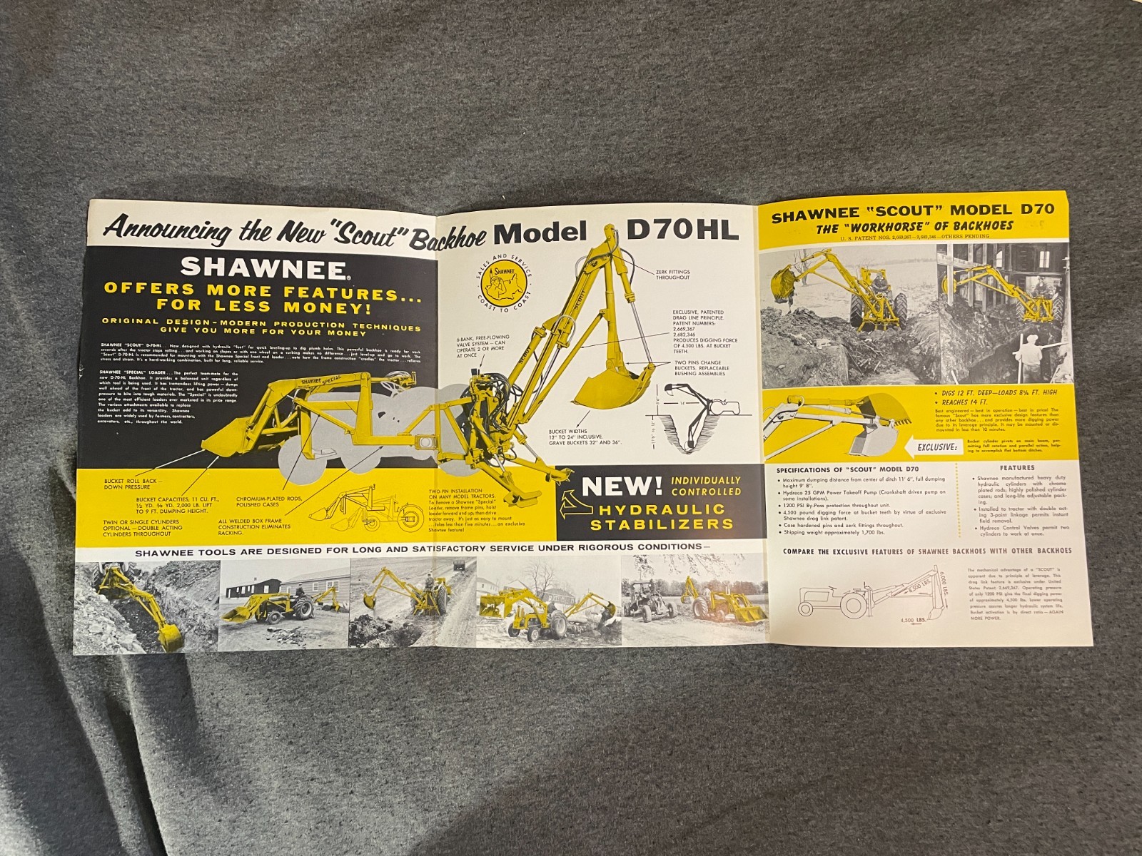1950&rsquo;s Shawnee Earth Moving Tools Tractors Brochure Loaders Backhoes Combination