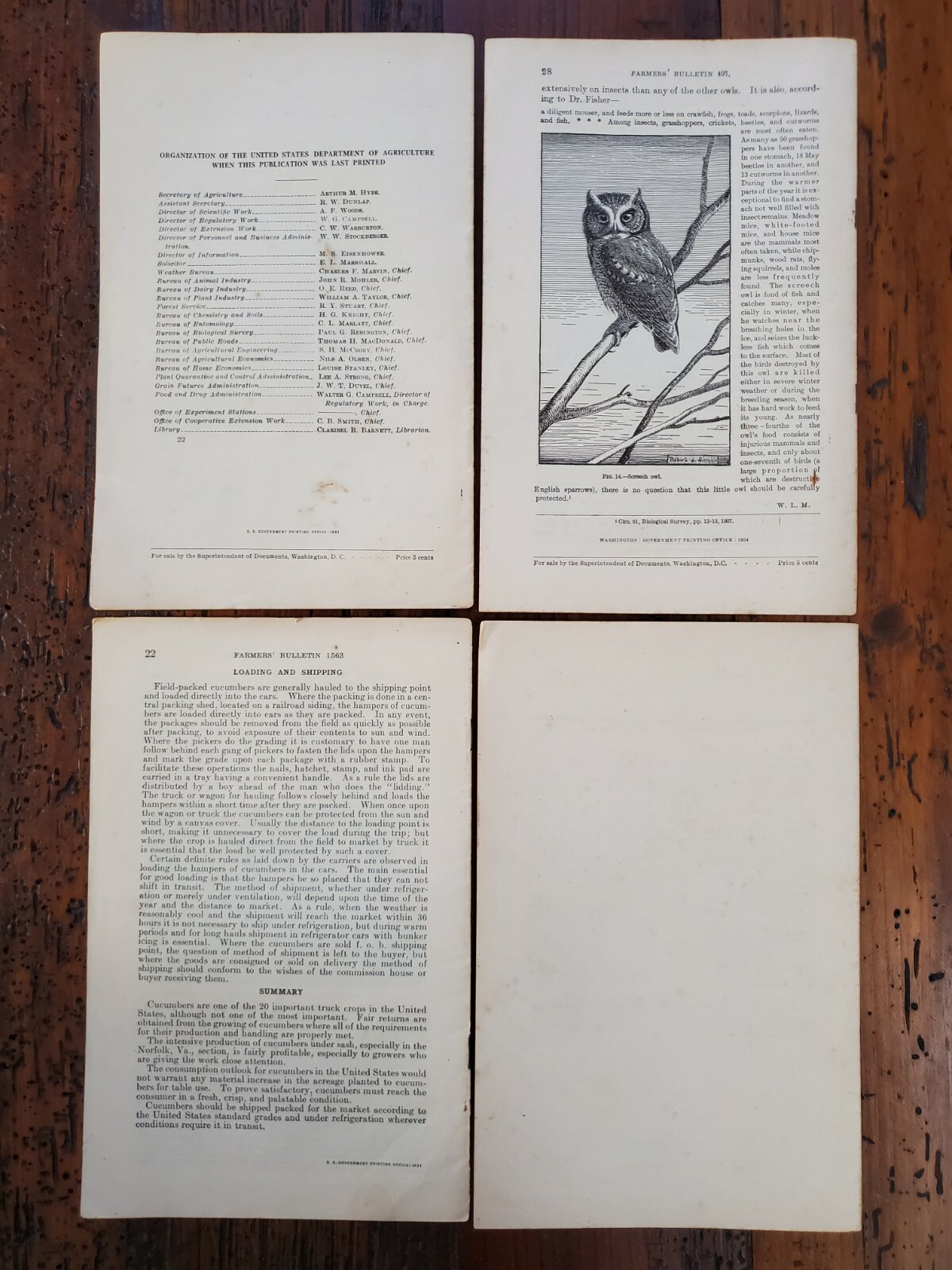 US Vintage Department of Agriculture Farmers Bulletin Lot of 4 Different (DA1)