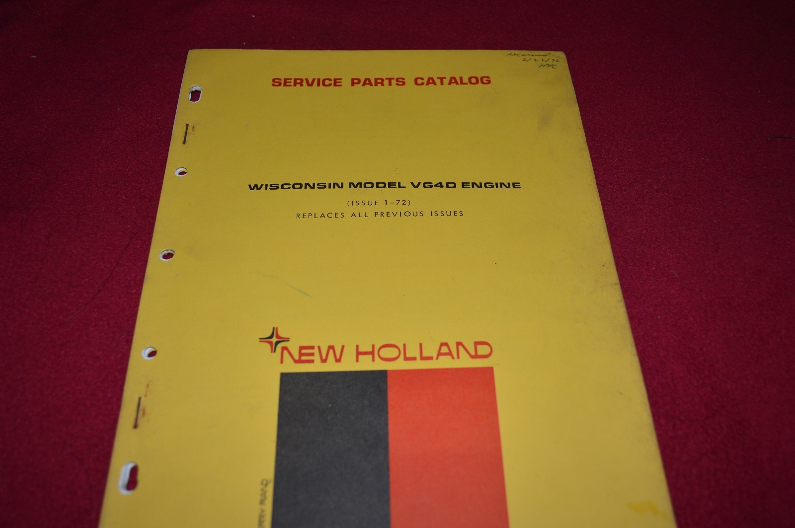 New Holland Wisconsin VG4D Engine Dealer&rsquo;s Parts Book Manual RWPA