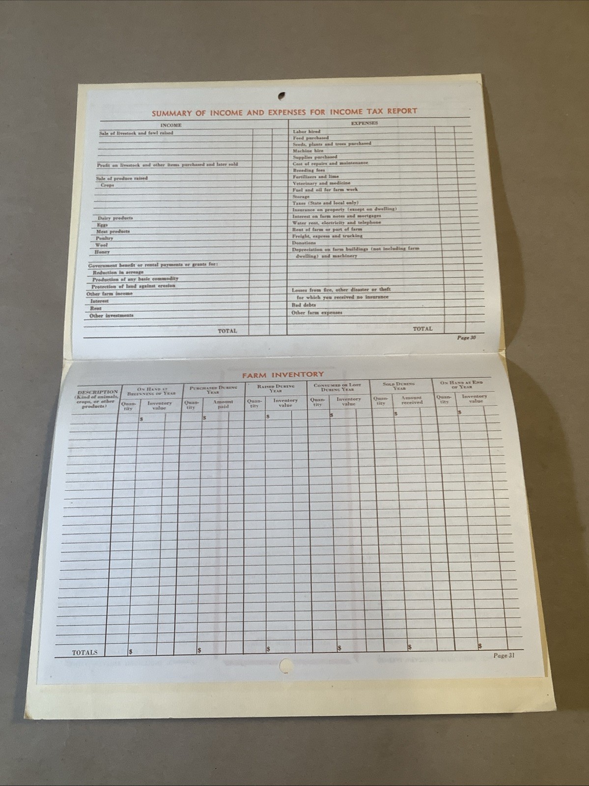 1944 Muntz-McLaughlin Co. Farm Inventory Calendar Holgate OH INV-P0547