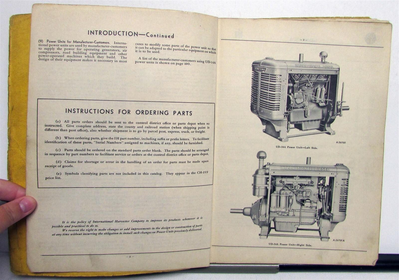 1953 International Harvester UD-14A Power Unit PU-19C Parts & Service Catalog