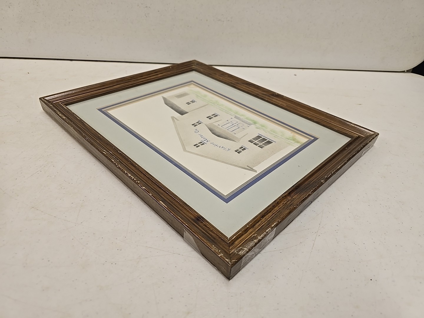 Vintage Klavine Motor Co Geneseo IL Textile Shop Painting Framed New Idea Dealer