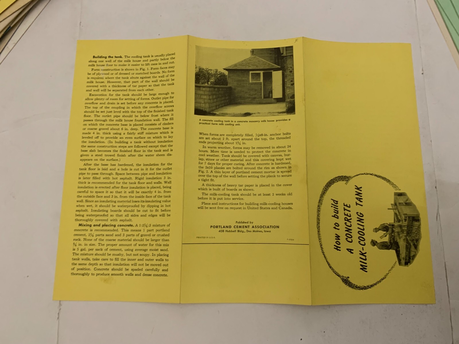 c1940 Portland Cement Co Des Moines Iowa Concrete Milk Cooling Tank Brochure