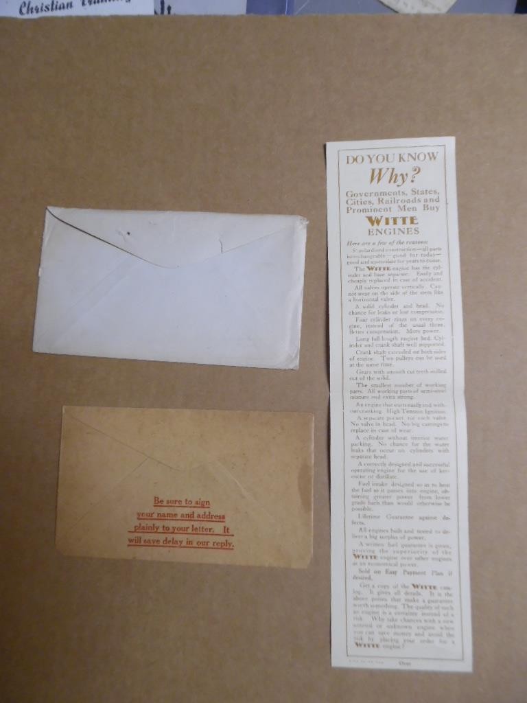 c.1910s Witte Stationary Farm Engine Paper Advertising Lot Kansas City Vintage