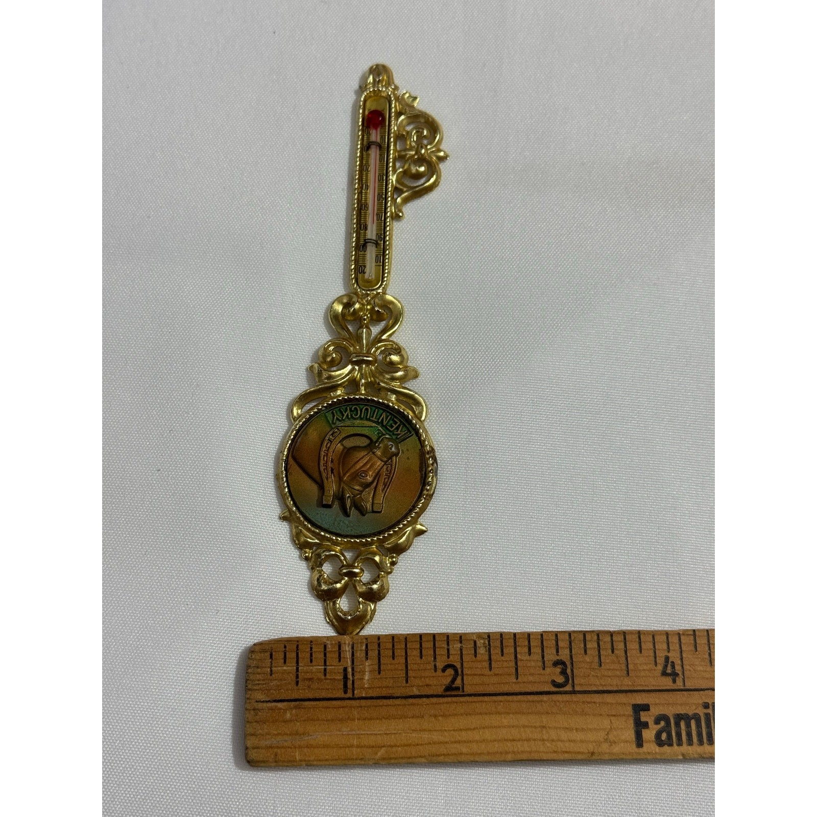 VTG KENTUCKY Key Shaped Wall Thermometer Souvenir Wood 6&prime;
