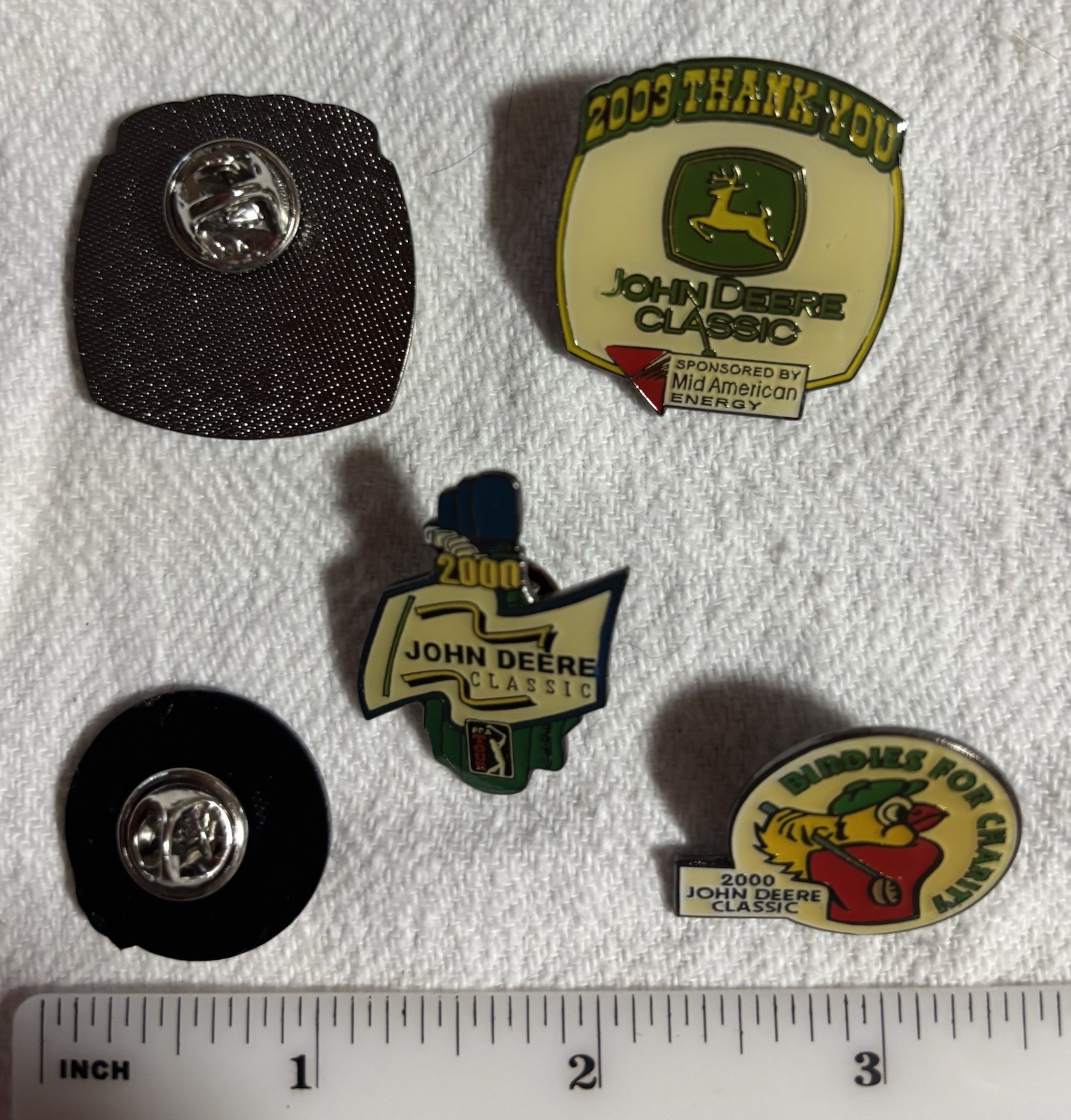 John Deere Theme vintage Lapel Pins. 2 Sets of 5 different. Lot Of 10 Total Pins